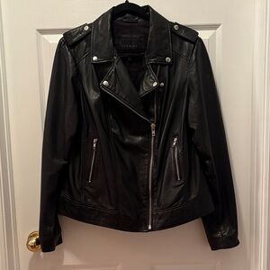 Sleek Black Leather Biker Jacket